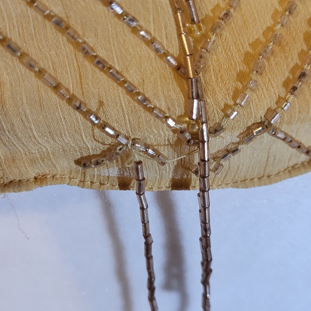 FREE PEOPLE Gorgeous  Yellow/ Gold Beaded Spaghetti Women's Top - Picture 5 of 9